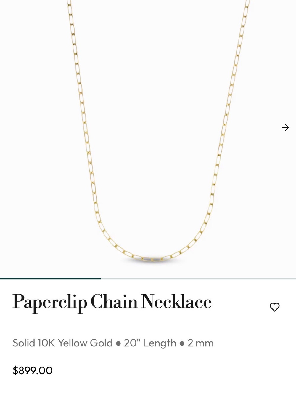 BRAND NEW SOLID 10k YELLOW GOLD 2mm 20” paper clip necklace